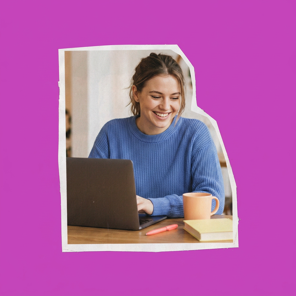 young woman typing on computer