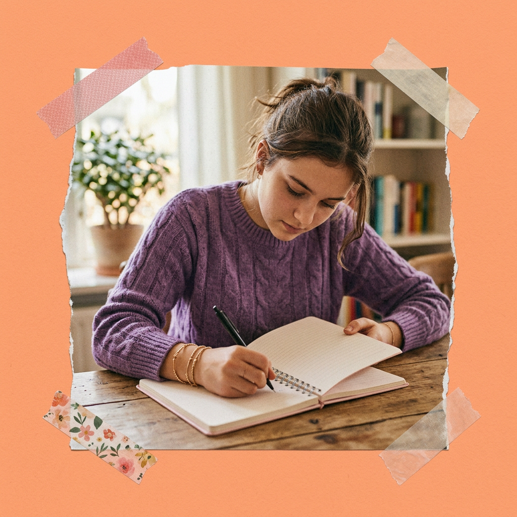 teenager writing in her journal